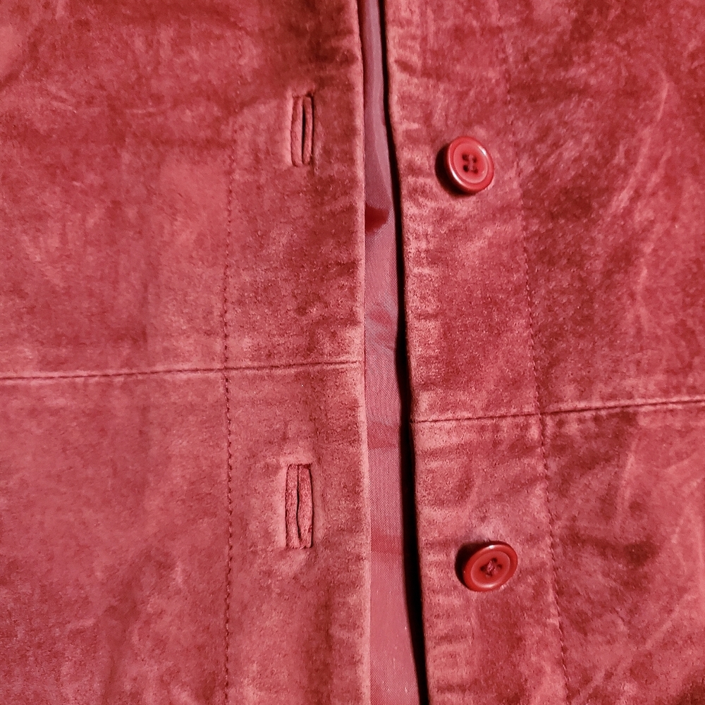 Jessica Holbrook Burgundy Leather Jacket - Picture 4 of 11